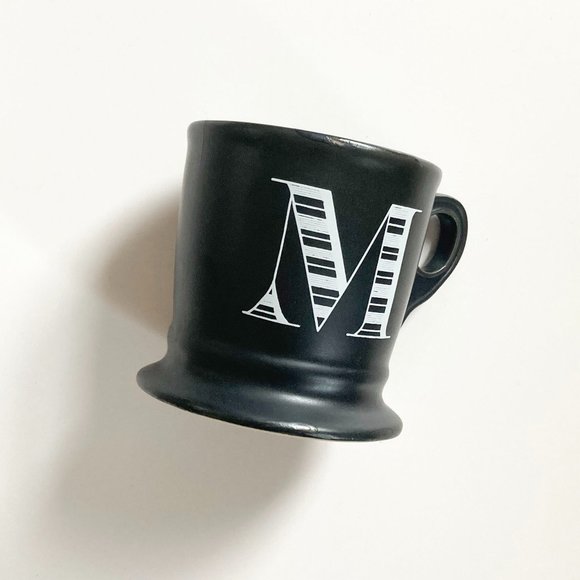 ANTHROPOLOGIE Noir Monogram Mug, Letter "M" - Picture 2 of 8